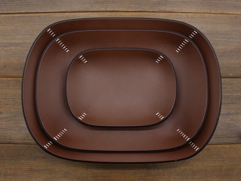 Leather Valet tray,Hand Crafted Leather Office Desk Organizer,Custom Storage Tray,Leather tray,Gift for Groom,Anniversary gift,Husband Gift image 9