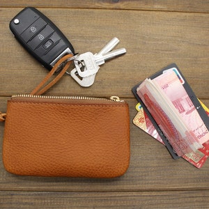 Custodia portachiavi in pelle personalizzata, custodia per monete in pelle, portamonete, portamonete con cerniera, portafoglio da donna in pelle, custodia in pelle, idee regalo