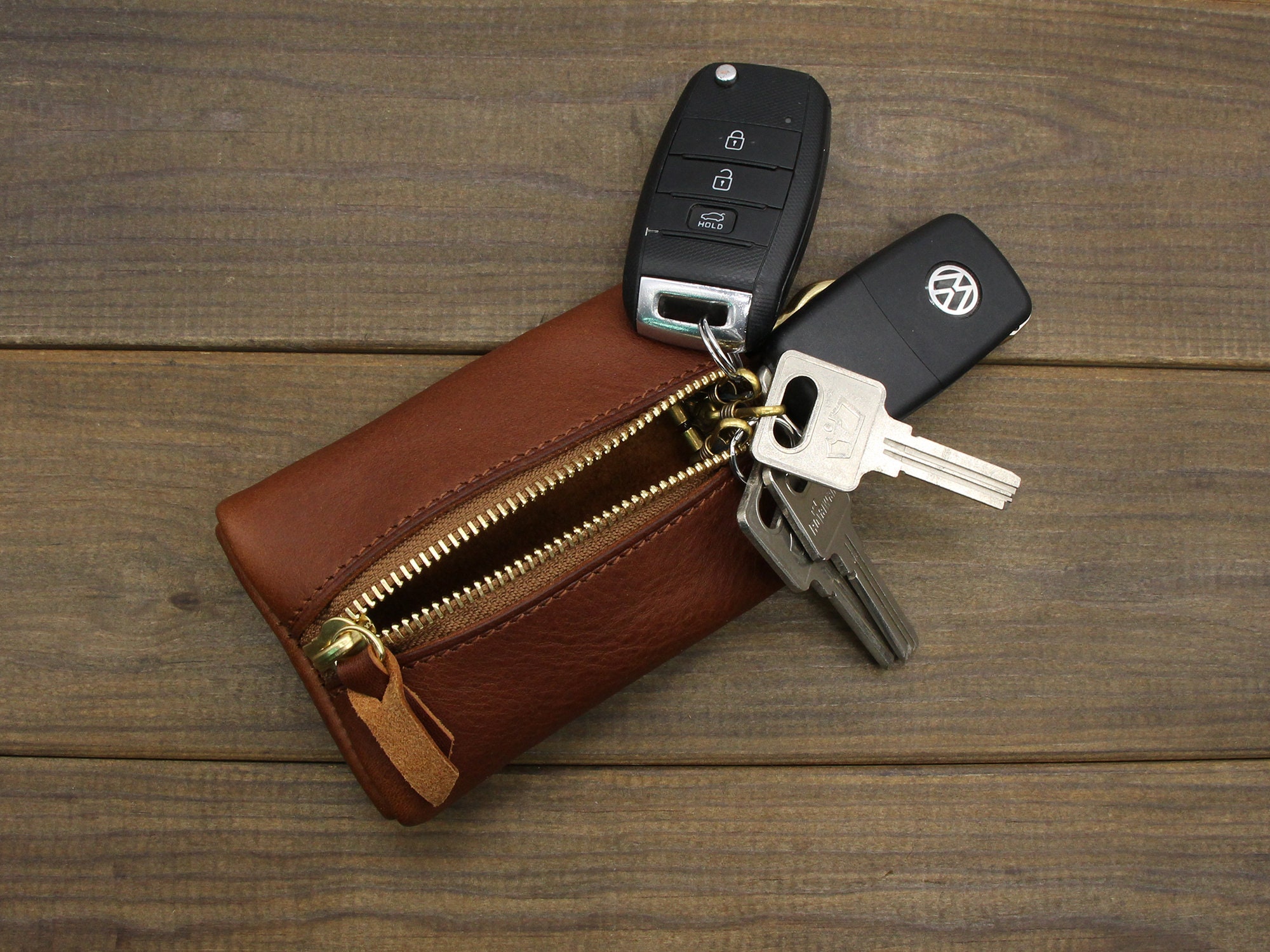 Personalized Leather Zipper Car Key Casekey Bagleather Key 