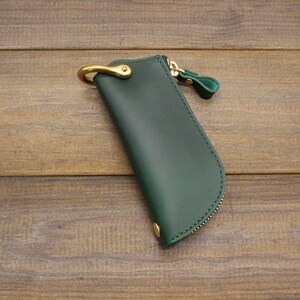 Llavero de cuero para coche, Estuche de cuero con cremallera para llaves de coche, Bolso para llaves, Porta llaves de cuero, Estuche para llaves hecho a mano, Organizador de llaves, Bolsillo de cuero para llaves imagen 7