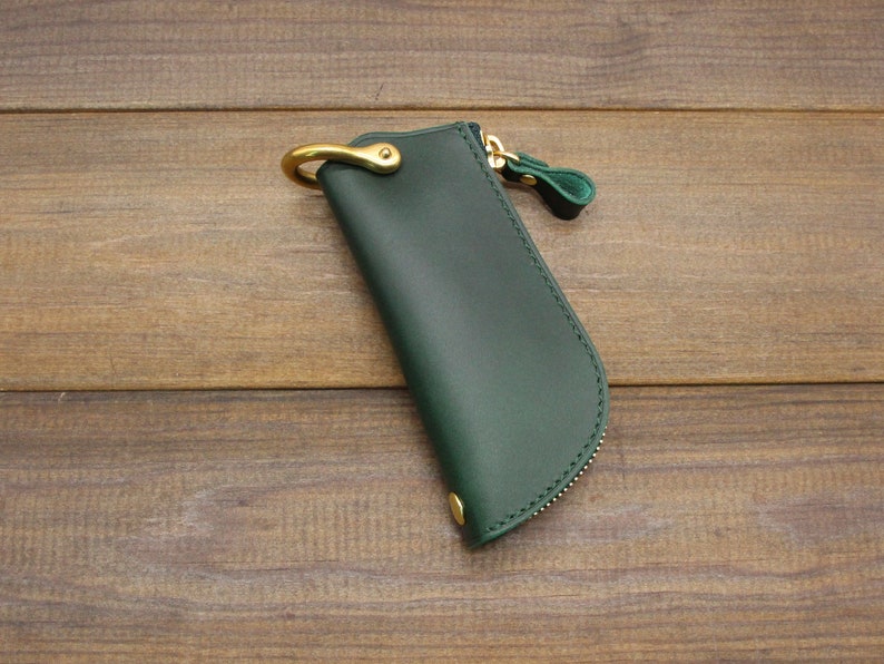 Llavero de cuero para coche, Estuche de cuero con cremallera para llaves de coche, Bolso para llaves, Porta llaves de cuero, Estuche para llaves hecho a mano, Organizador de llaves, Bolsillo de cuero para llaves imagen 7