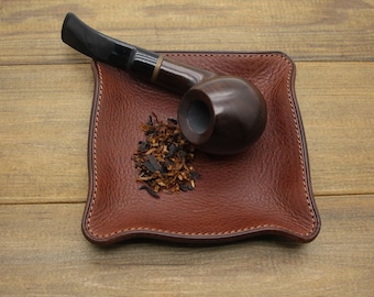 Handcrafted Leather Travel StyleTobacco Tray,Tray for tobacco,Leather Valet Tray,Personalized catchall,Leather desk caddy,Gifts for men