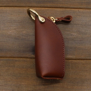 Handmade Leather Zipper Car Key Case,Key Bag,Leather key holder,Leather key pouch,Key Organizer,Leather Key Pocket,Leather car keychain Brown