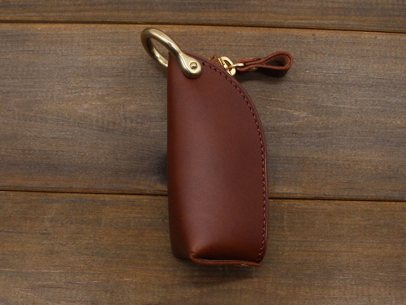 Handmade Leather Zipper Car Key Case,Key Bag,Leather key holder,Leather key pouch,Key Organizer,Leather Key Pocket,Leather car keychain Brown