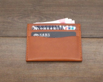 Minimalist cardholder,Personalized leather card holder wallet,Leather card wallet,groomsmen gift,front pocket wallet,brown leather wallet