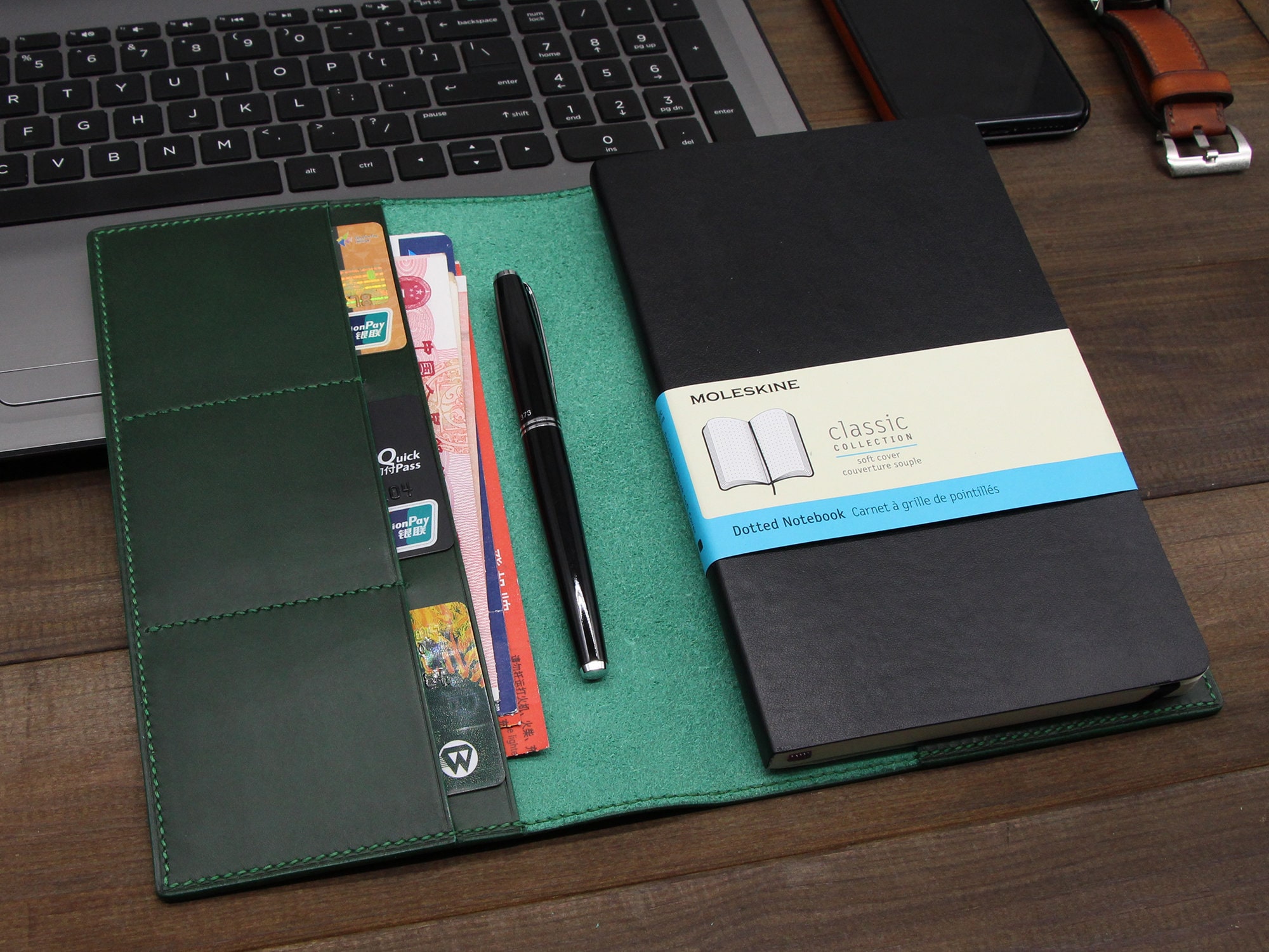 Leather Moleskine Classic Cover Larger Size 5x8.25 Portfolio