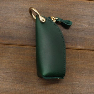 Handmade Leather Zipper Car Key Case,Key Bag,Leather key holder,Leather key pouch,Key Organizer,Leather Key Pocket,Leather car keychain Green
