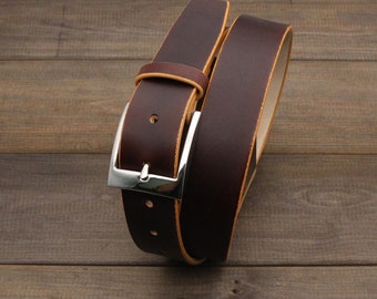 Mens Belt Leather,Leather belt Brown belt with stainless steel buckle,Gift for Him, Handmade Leather belts,full grain leather belt