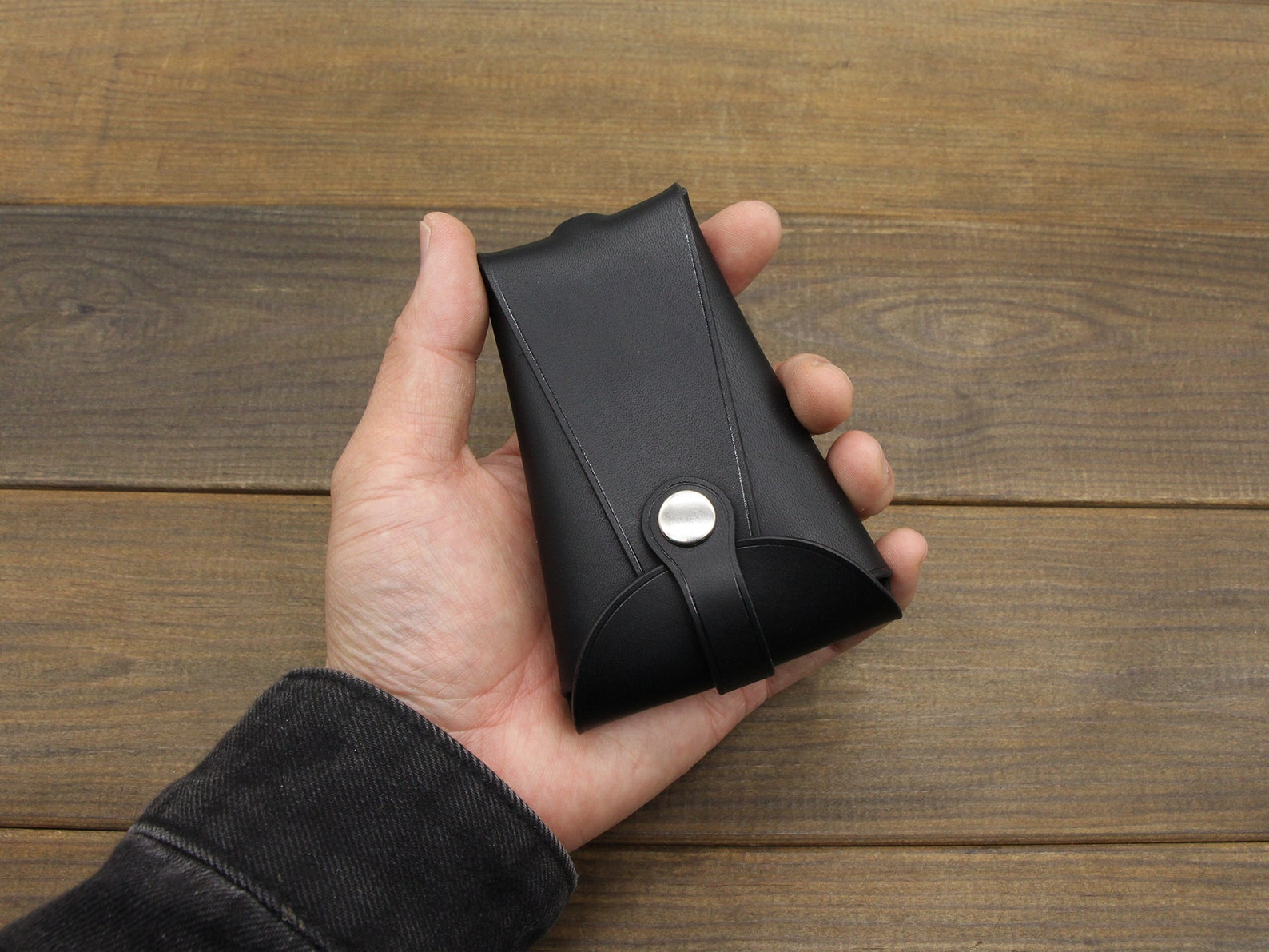 Leather Key Holder With Pull Strapleather Key Pocket Leather Etsy