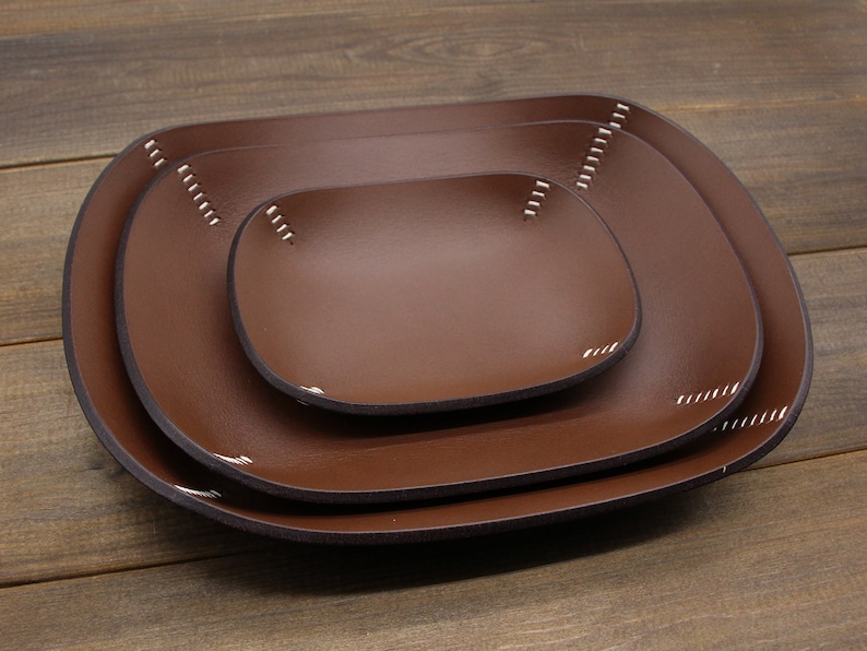 Leather Valet tray,Hand Crafted Leather Office Desk Organizer,Custom Storage Tray,Leather tray,Gift for Groom,Anniversary gift,Husband Gift image 1