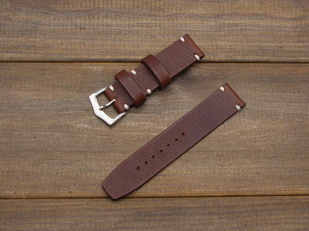 Handmade Watch Band,vintage Leather Watch Band,brown Leather Watch ...