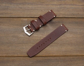 Handgemaakte horlogeband, vintage lederen horlogeband, bruin lederen horlogeband, 166 mm, 18 mm, 20 mm, 22 mm, 24 mm, handgemaakt op maat, cadeau voor mannen