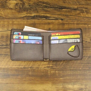 Cuero bifold personalizado, billetera de cuero minimalista, regalo de aniversario, billetera delgada para hombres, billetera de cuero, regalo de novios, ideas de regalos para hombres