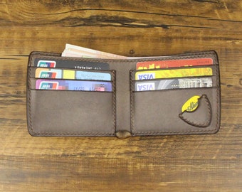 Cuero bifold personalizado, billetera de cuero minimalista, regalo de aniversario, billetera delgada para hombres, billetera de cuero, regalo de novios, ideas de regalos para hombres