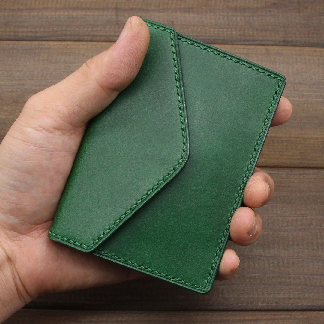 Leather Card Wallet Snap Wallet Minimalist Pocket Wallet Leather Wallet