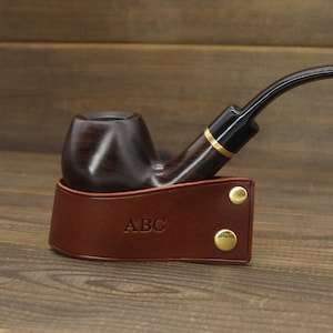Handmade Personalized Leather Pipe Stand,Leather Rest for Pipe,Brown Leather Stand for Pipe,Tobacco Pipe Holder,Pipe Accessories