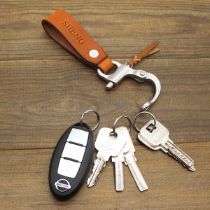 Personalized Leather Keychain,Monogrammed Leather Keychain,Men Leather Key Fob,Custom Leather Keychain,Handmade key chain