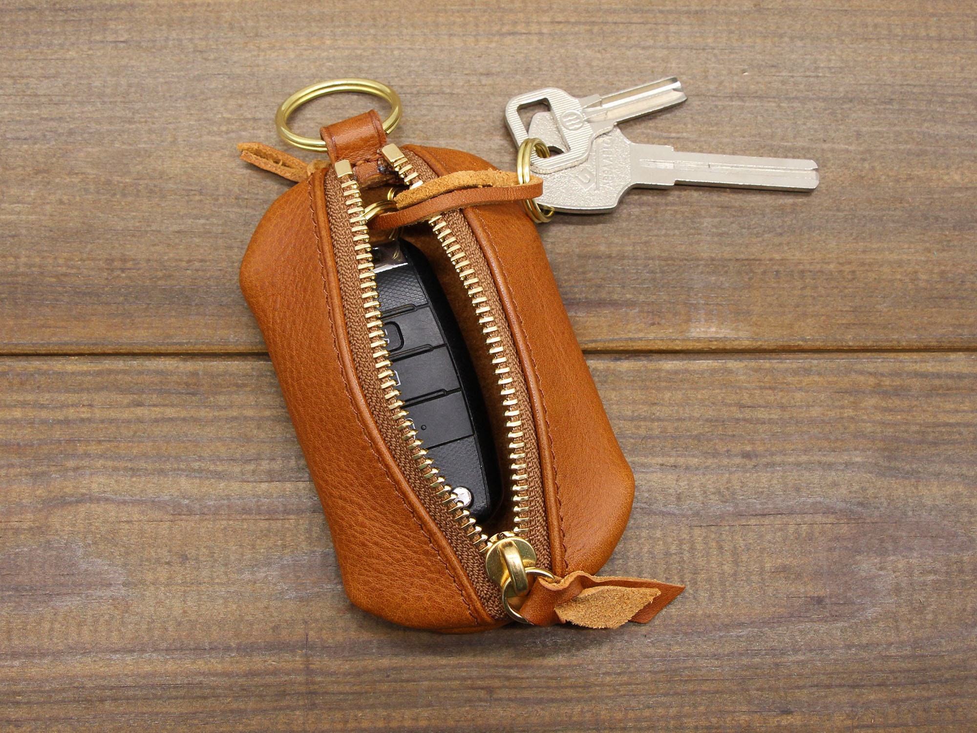 Personalized Leather Zipper Car Key Casekey Bagleather Key 