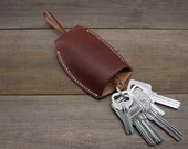 Handmade Leather Key Case Leather Key Holder With Pull Strap Slim