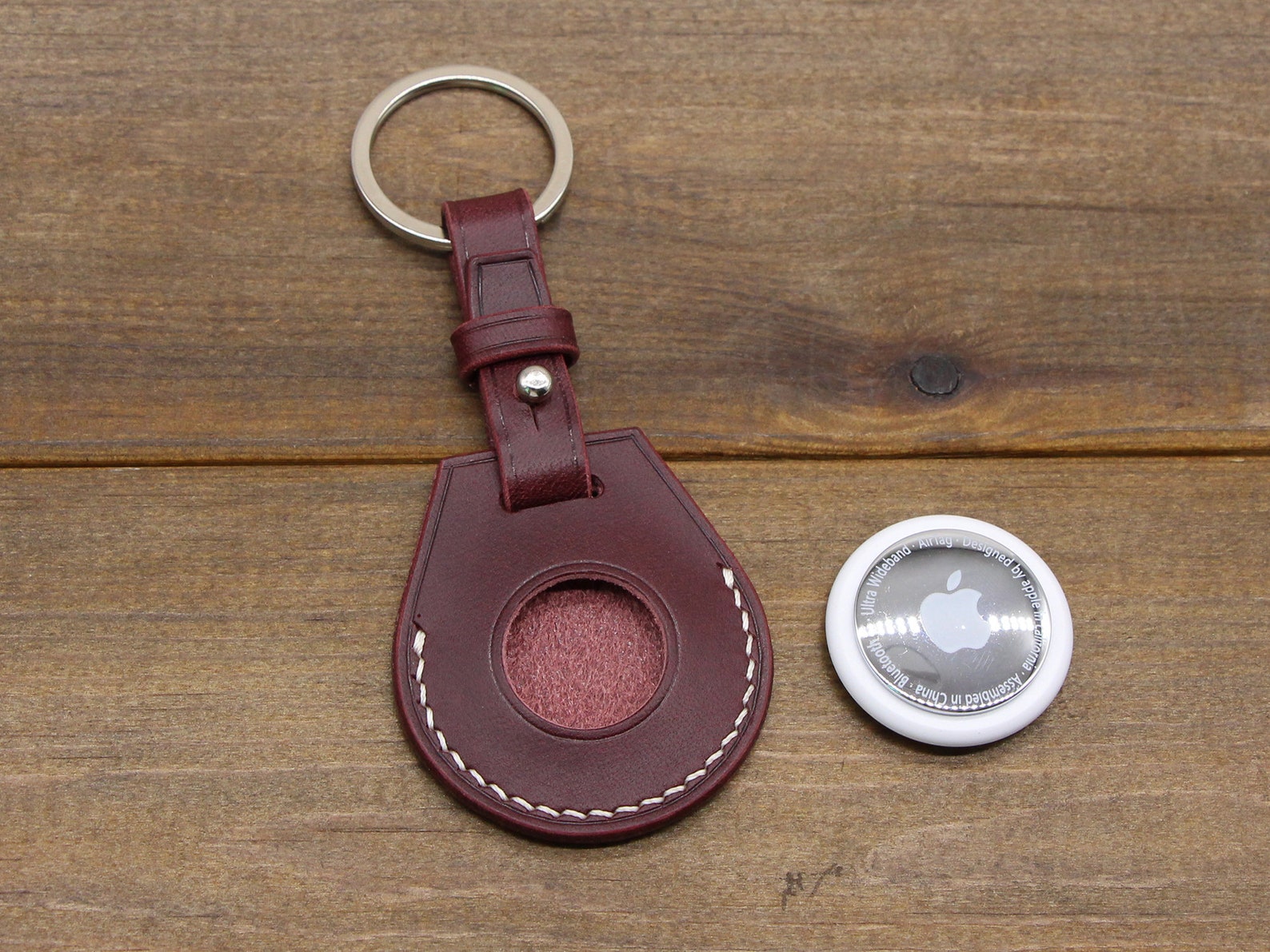 Genuine Leather Apple Air Tag Keyring Apple Tagair Tag Etsy