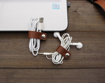 2pcs leather organizer,cord wrap,leather cord wrap,leather accessories,headphone holder,cord organizer,leather cord holder,cord holder