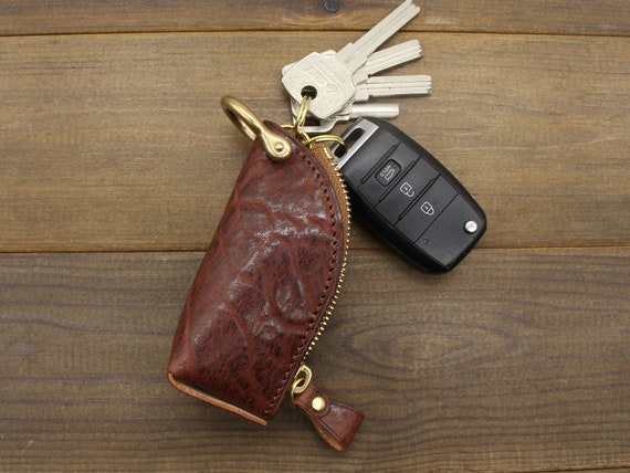 Leather Keys Holder, Key Case, Zipper Pouch, Keychain Wallet