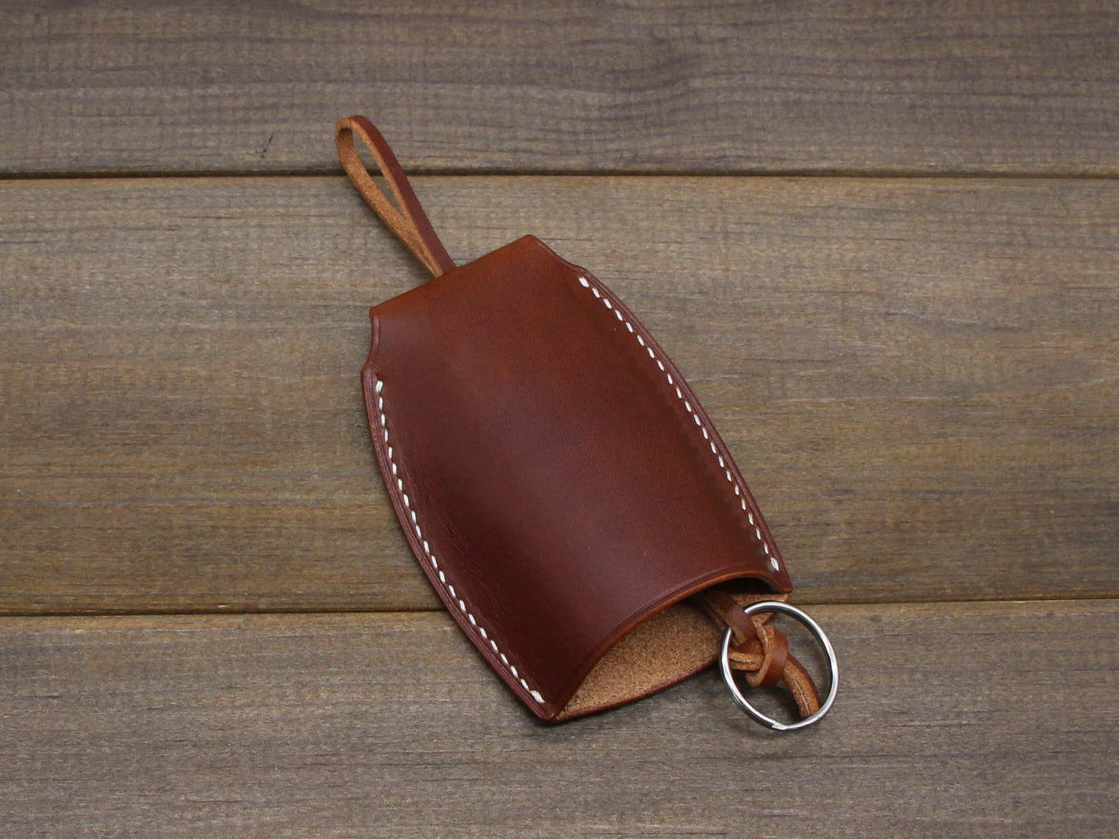 Handmade Leather Key Case Leather Key Holder With Pull Strap Etsy