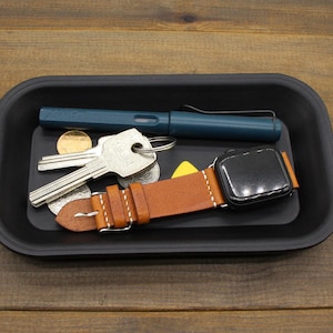 Hand Crafted Leather Office Desk Organizer,Custom Leather Valet Tray,Personalized Leather Tray,Jewelry Tray,Catch All Tray,Gifts for men