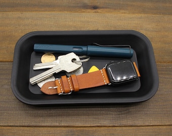 Hand Crafted Leather Office Desk Organizer,Custom Leather Valet Tray,Personalized Leather Tray,Jewelry Tray,Catch All Tray,Gifts for men