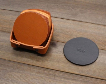 Posavasos personalizados con nombre de familia, regalo de boda personalizado, posavasos de cuero personalizados, regalo con nombre de familia, idea de regalo, posavasos de cuero