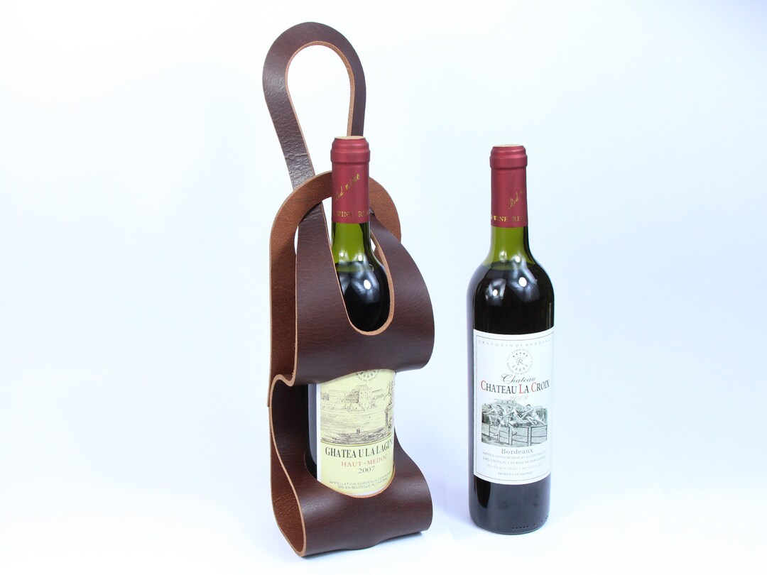 Hand Crafted Wine Holder, Leather Wine Caddy,monogrammed Wine Sleeve