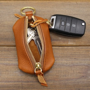 Handmade Genuine Leather Car Key Wallet Men Holder Keychain Pouch