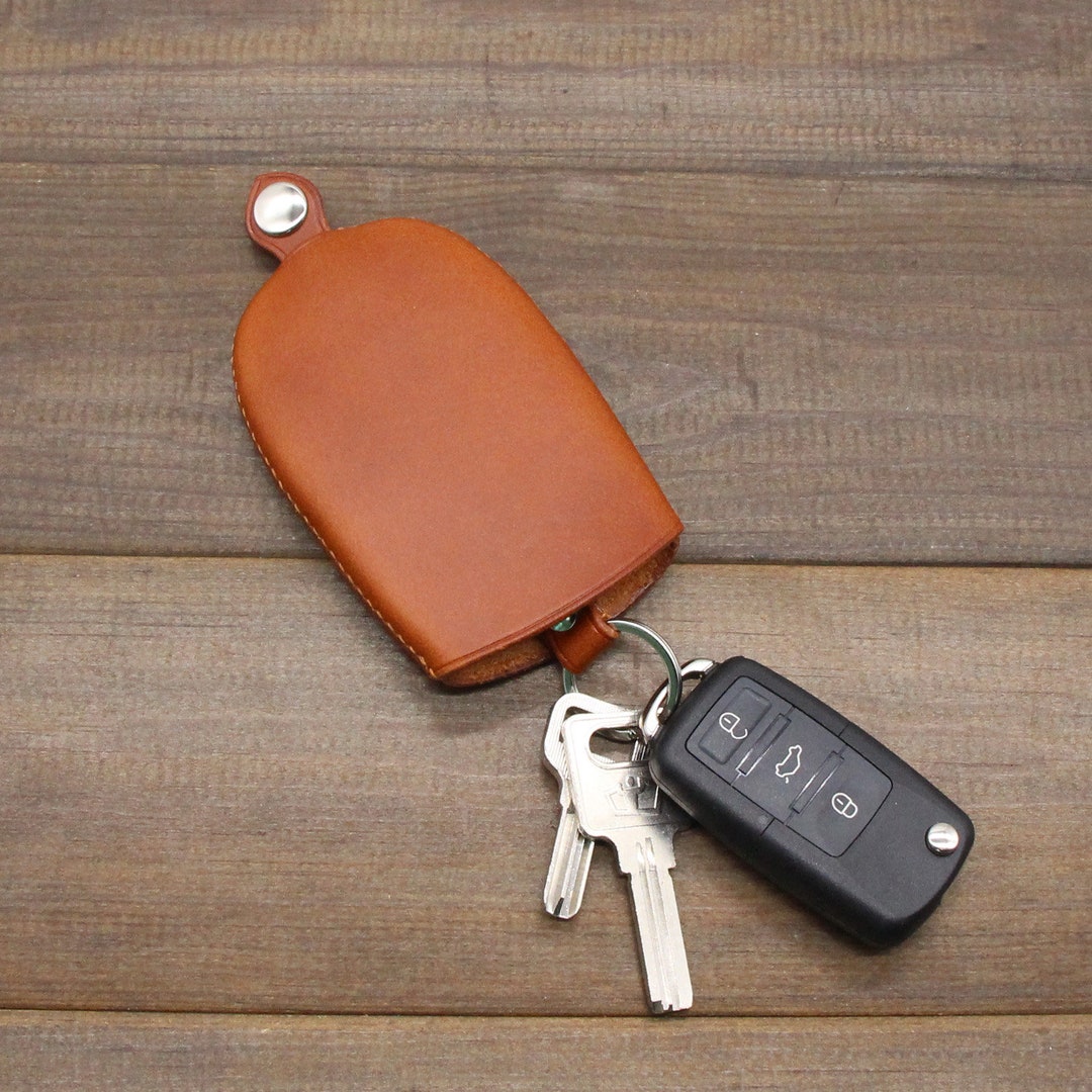 Vintage Embossed Brown Leather Men's Key Wallet Black Key Case Car Car