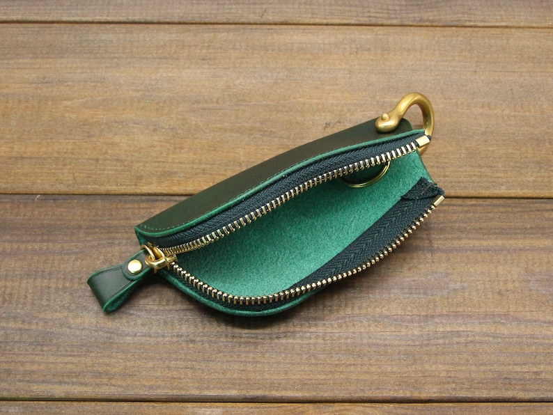 Llavero de cuero para coche, Estuche de cuero con cremallera para llaves de coche, Bolso para llaves, Porta llaves de cuero, Estuche para llaves hecho a mano, Organizador de llaves, Bolsillo de cuero para llaves imagen 5
