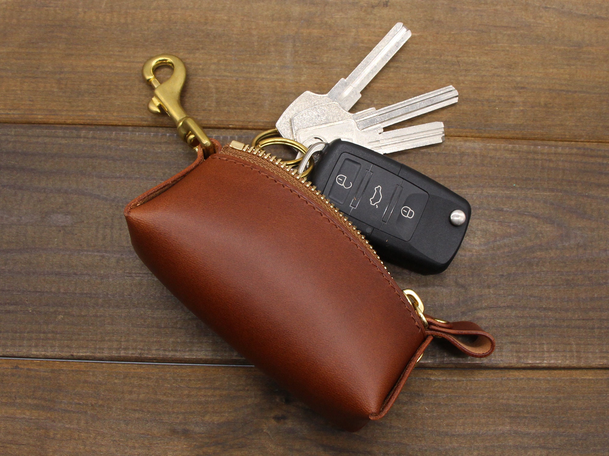 Handmade Key Caseleather Key Holder With Pull Strapleather 