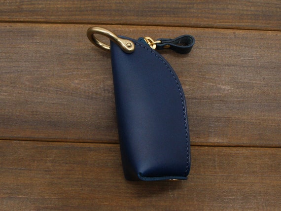 Handmade Leather Key Case Leather Key Holder With Pull Strap Slim