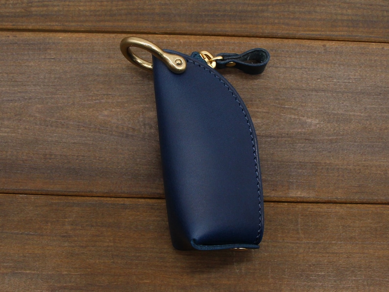 Handmade Leather Zipper Car Key Case,Key Bag,Leather key holder,Leather key pouch,Key Organizer,Leather Key Pocket,Leather car keychain Dark Blue