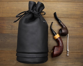 Bolsa de cuero para pipas, Bolsa de cuero para 3 pipas, Bolsa personalizada para pipas, Estuche para kit de fumador, Estuche de cuero para pipas, Soporte para pipas, Regalo para fumadores de tabaco