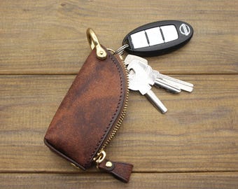 Personalisierter Auto Schlüsselhalter | Mit Namen Graviert | PU Leder Tasche