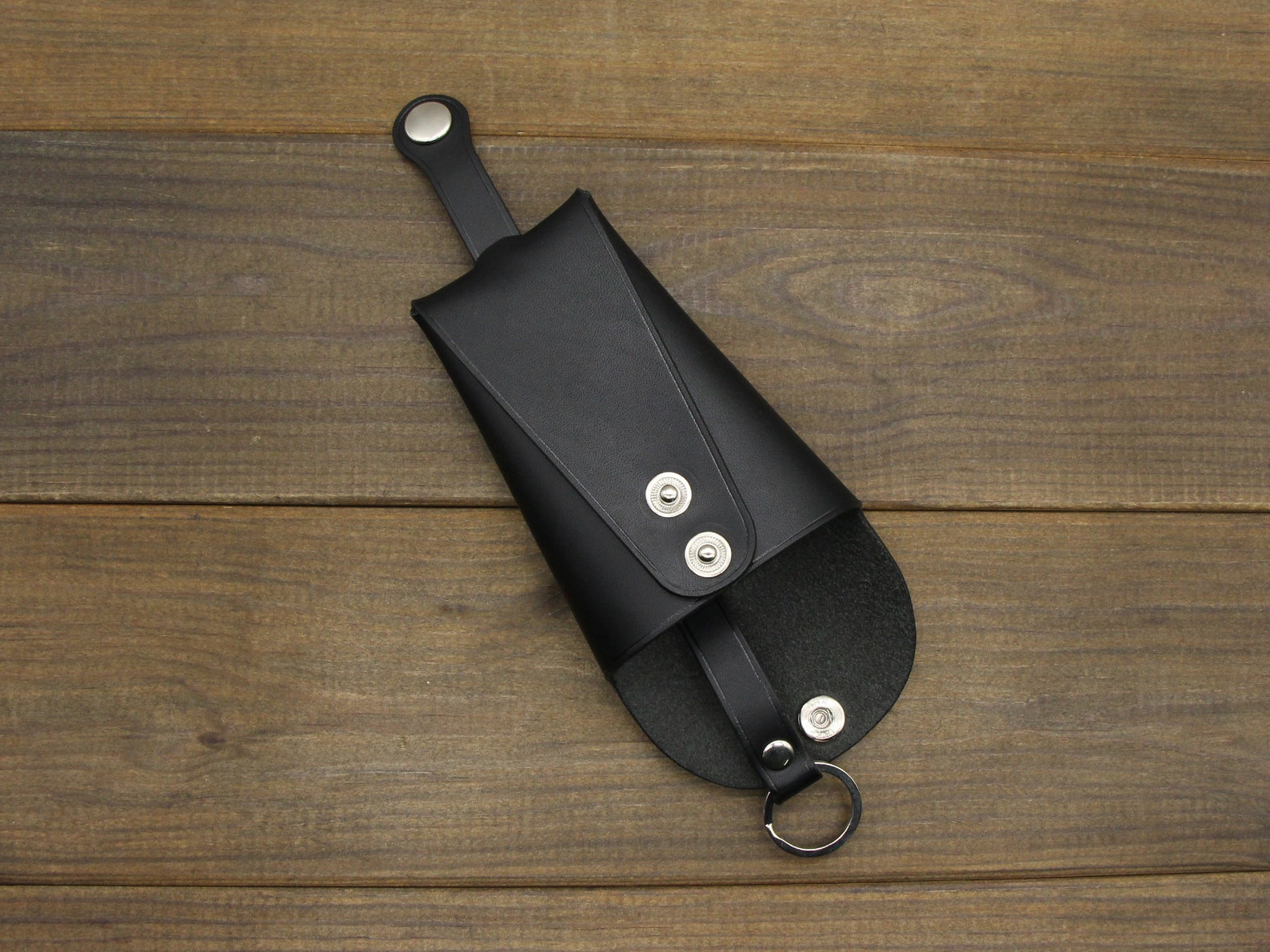 Leather Key Holder With Pull Strapleather Key Pocket Leather Etsy