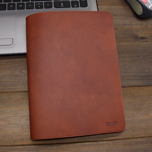 Cubierta de diario recargable de cuero de grano completo, cartera de cubierta de cuero personalizada para RHODIA pad No 16 A5/ No13 A6 tamaño, cubierta de papel portátil