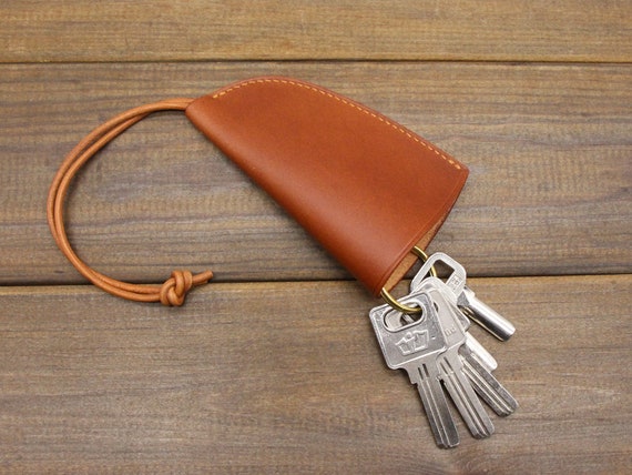 Handmade Leather Key Case Leather Key Holder With Pull Strap 