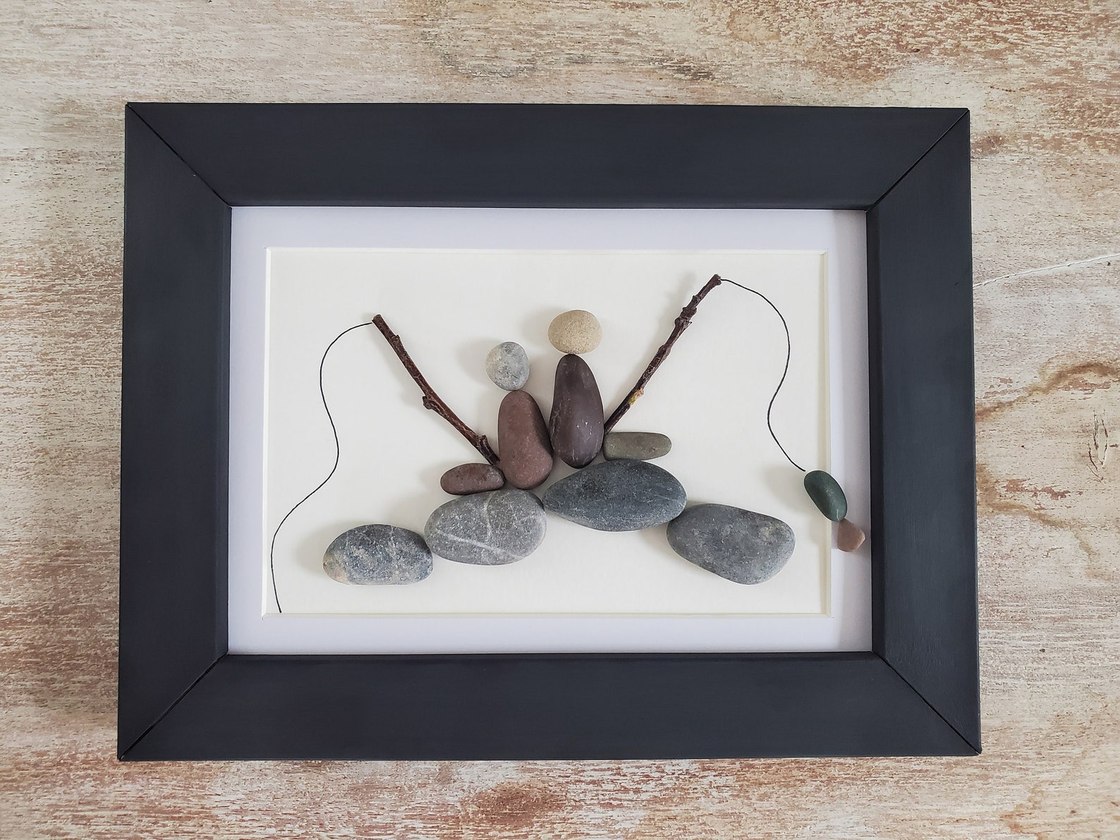 Pebble Art: Gone Fishing, Rock Art Fishermen, Nature Lover Gifts ...