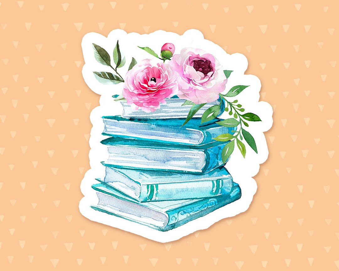 Floral Book Sticker, Watercolor Flowers, Laptop Sticker, Water Bottle ...