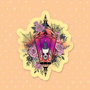 Watercolor Floral Skeleton Sticker, Laptop Sticker, Horror Water Bottle Sticker, Gothic Phone Case Sticker, Waterproof Skull Sticker
