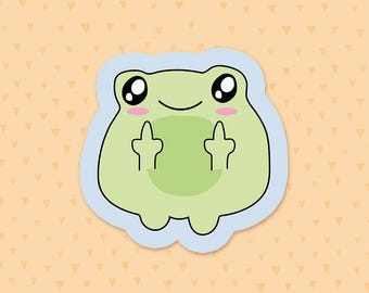Frog Sticker, Frog Flipping Off Sticker, Middle Finger Sticker, Funny Animal Sticker, Adult Humor Sticker, Party Favor, Frog Lover Gift