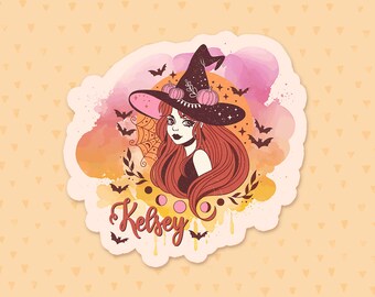 Personalized Witch Sticker, Pastel Goth Sticker, Bat Sticker, Gothic Phone Case Sticker, Custom Water Bottle Sticker, Witchy Accessory