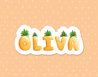 Personalized Pineapple Sticker, Laptop Sticker, Custom Name Water Bottle Sticker, Tumbler Sticker, Phone Case Sticker, Gift For Teacher