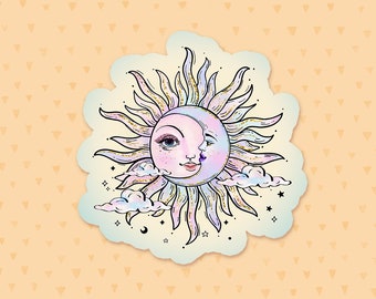 Sun and Moon Sticker, Spiritual Sticker, Moon Sticker, Sun Sticker, Celestial Sticker, Waterbottle Sticker, Small Witchy Gifts For Her