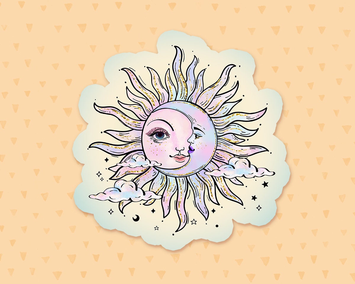 Sun and Moon Sticker, Spiritual Sticker, Moon Sticker, Sun Sticker ...